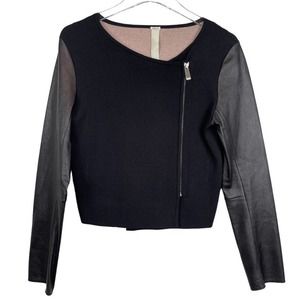 PINKO Moto Zip Sweater Leather Long Sleeves LIKE NEW